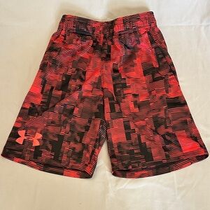 Under Armour Boys Graphic Red and Black Athletic Shorts